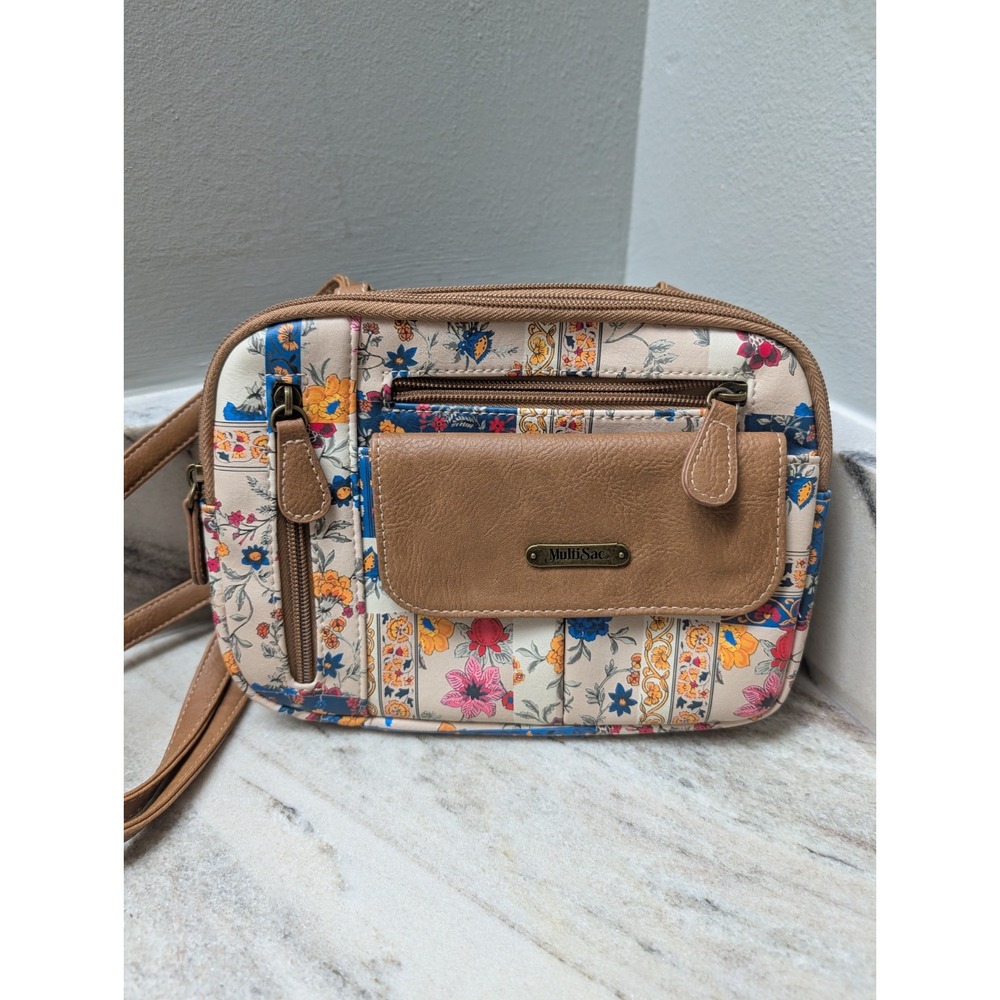 MultiSac Zippy Triple Compartment Crossbody Bag Pretty Patch/Hazelnut